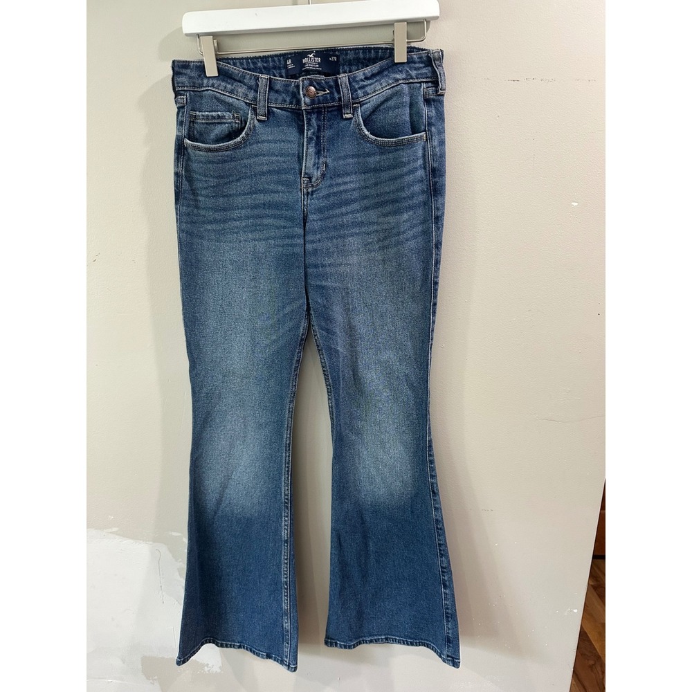 Hollister Low Rise Flare Jeans Medium Wash Vintage Stretch Blue W27R 4R
